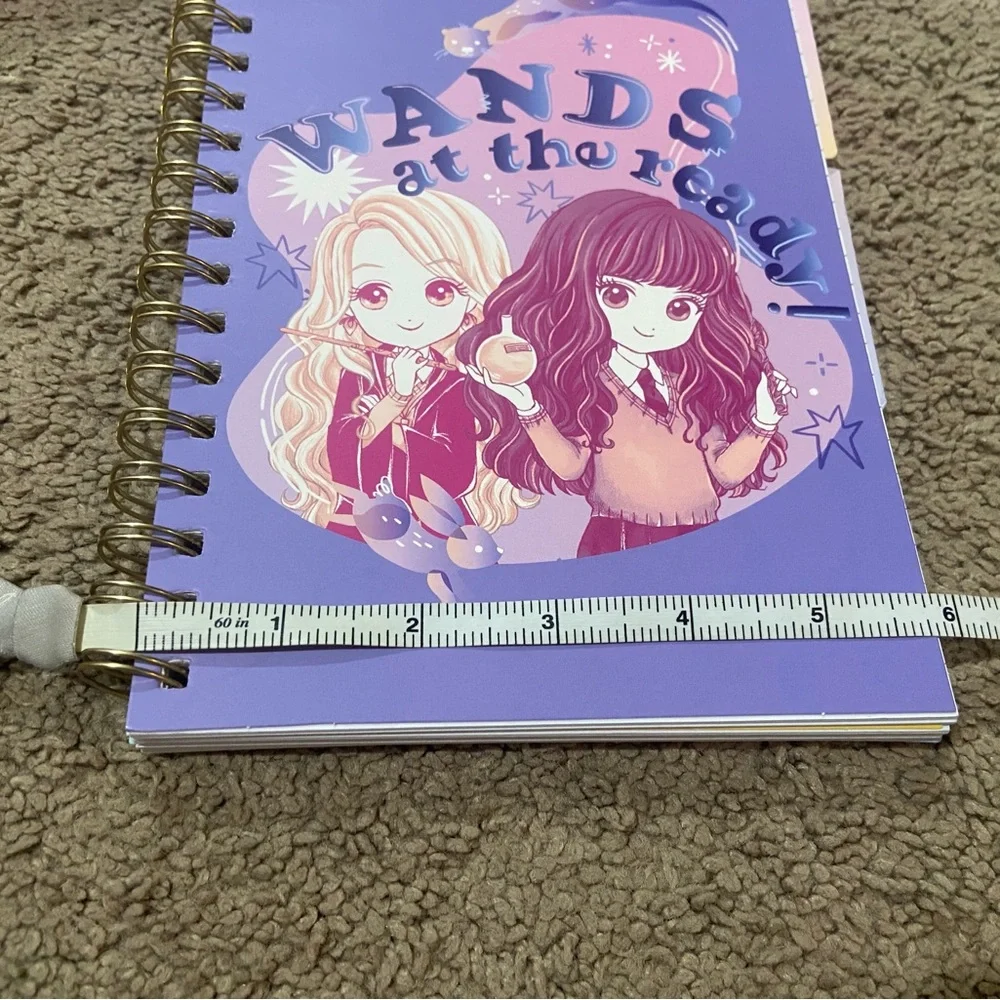 Primark Harry Potter Set Purple Chibi Wands At The Ready Pencil Case & Notebook